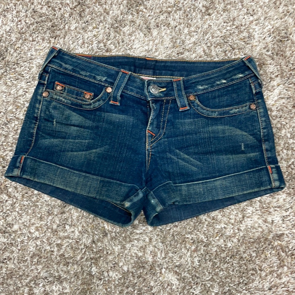 True Religion Cuffed Jean Shorts